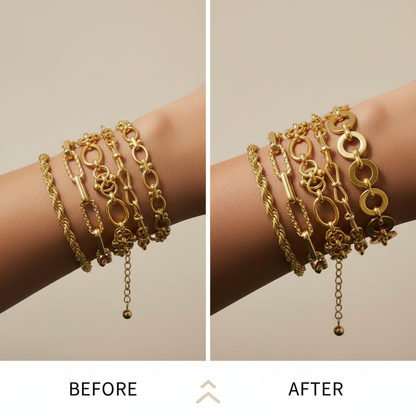 Chunky Stainless Steel Link Chain Bracelet For Woman, Gold Plated Layering Bracelets Wristband Waterproof Jewelry