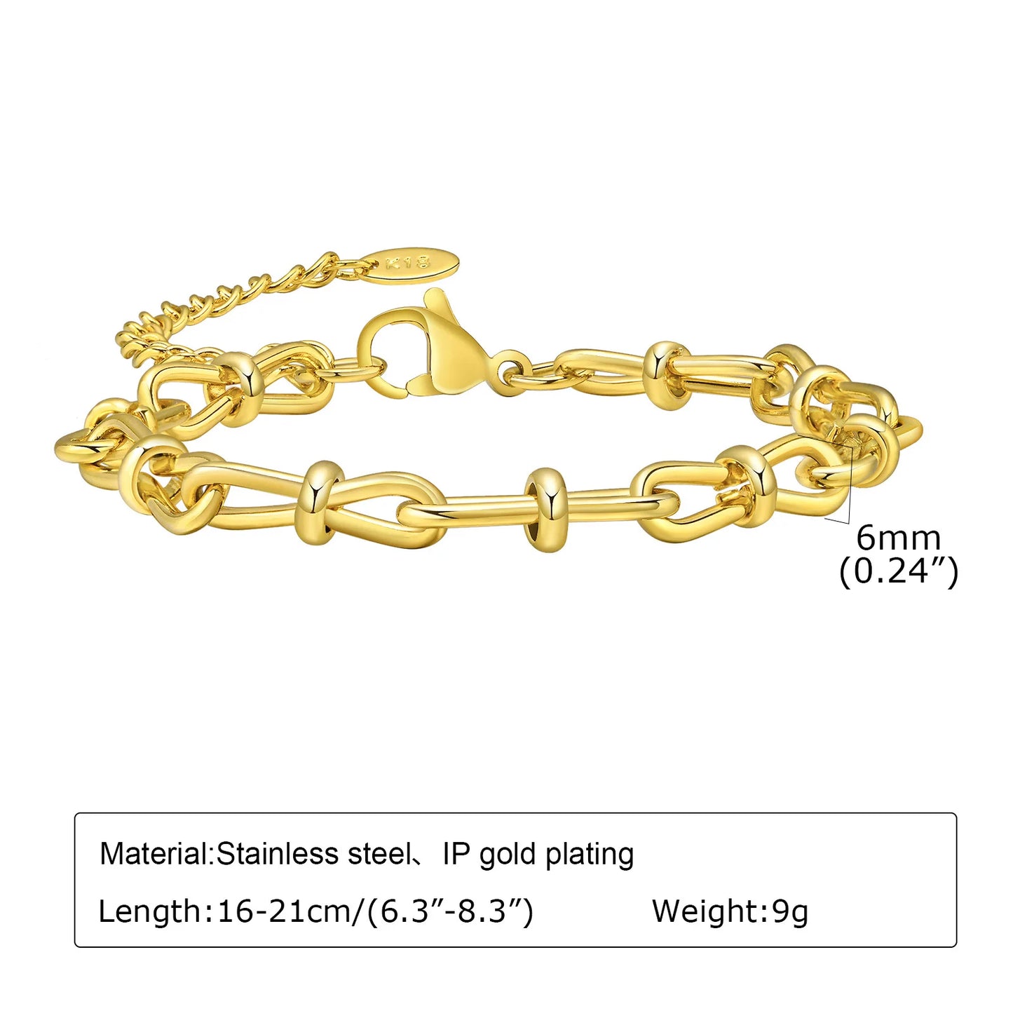 Chunky Stainless Steel Link Chain Bracelet For Woman, Gold Plated Layering Bracelets Wristband Waterproof Jewelry