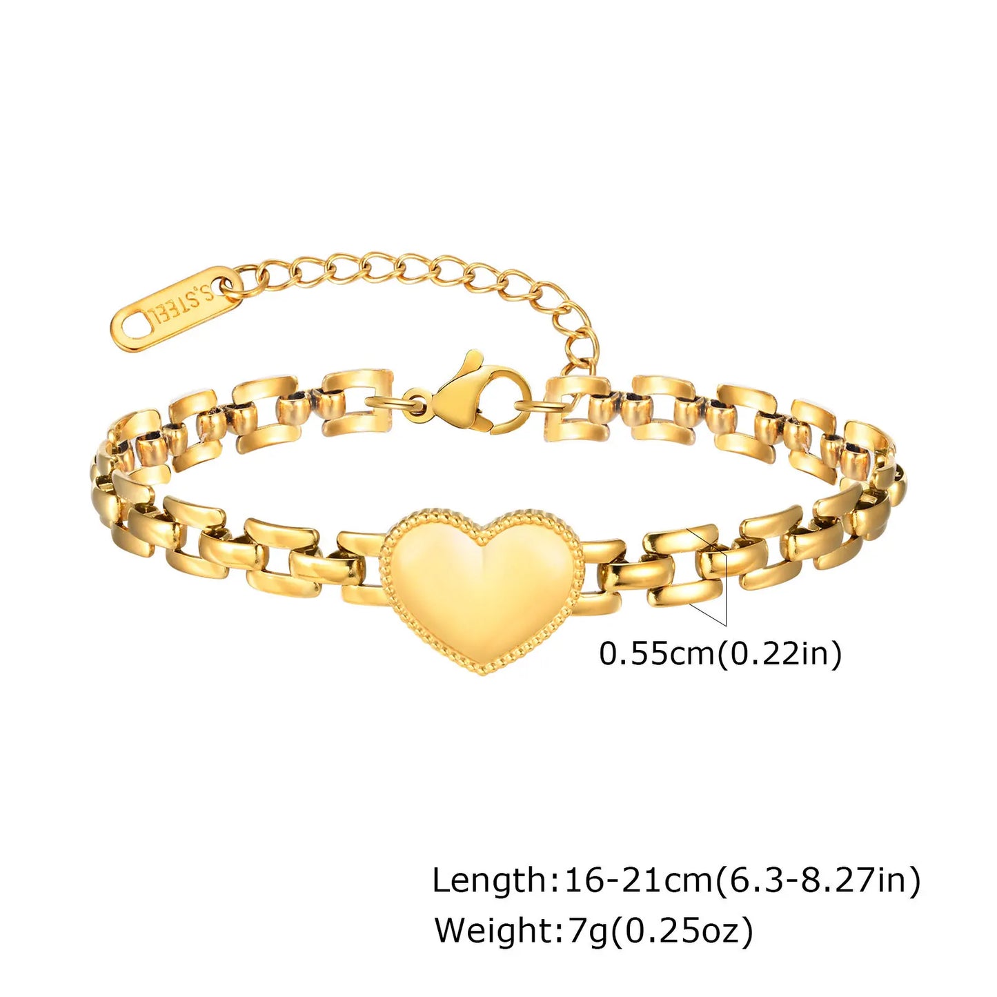 Chunky Stainless Steel Link Chain Bracelet For Woman, Gold Plated Layering Bracelets Wristband Waterproof Jewelry