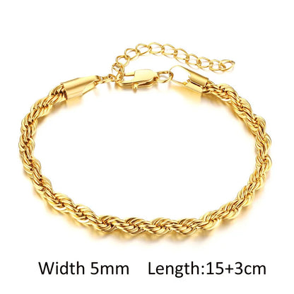 Chunky Stainless Steel Link Chain Bracelet For Woman, Gold Plated Layering Bracelets Wristband Waterproof Jewelry
