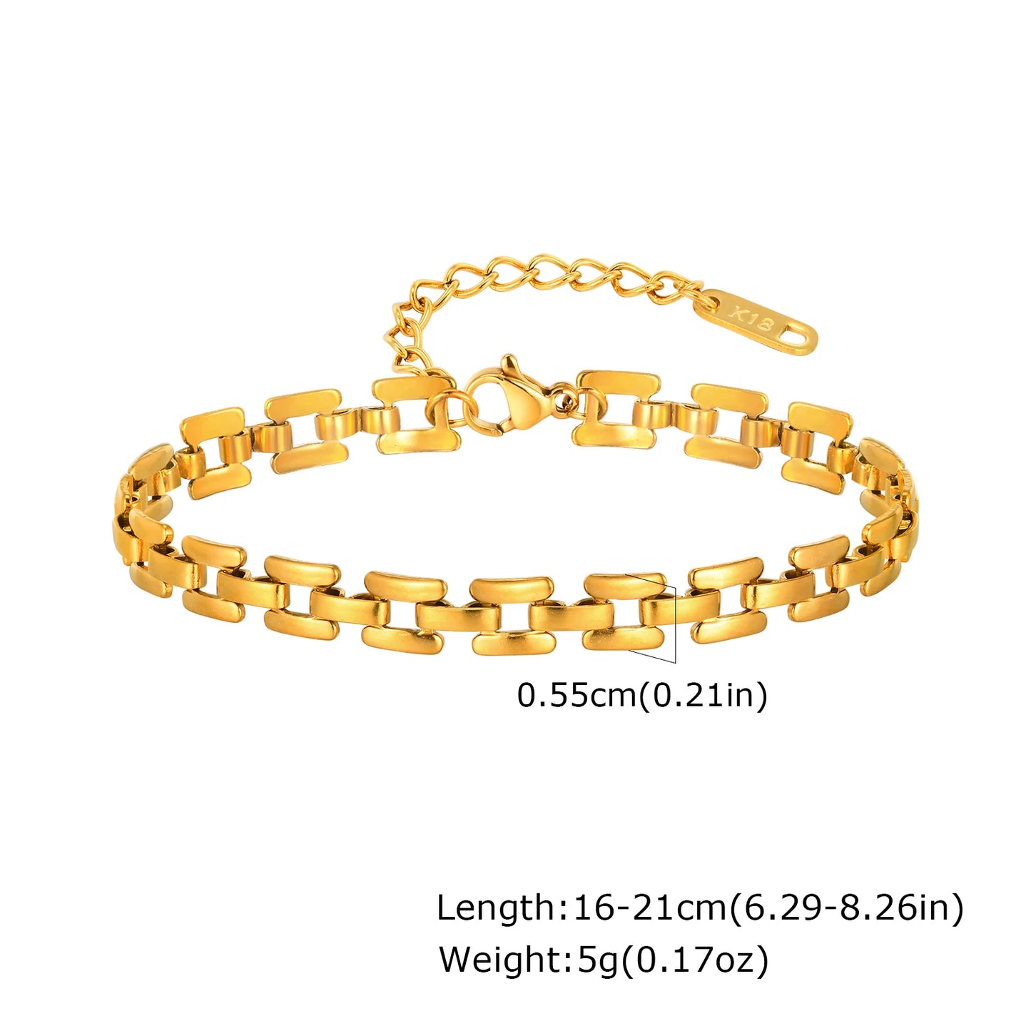 Chunky Stainless Steel Link Chain Bracelet For Woman, Gold Plated Layering Bracelets Wristband Waterproof Jewelry